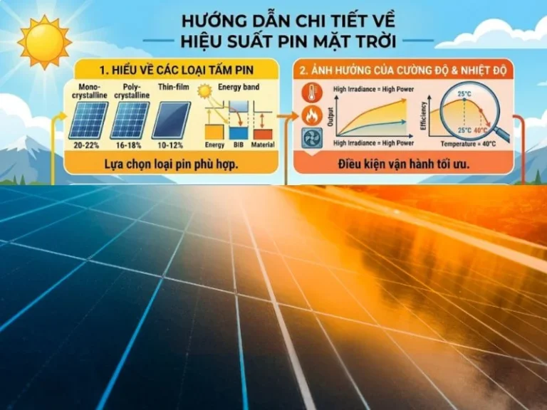Hiệu suất tấm pin mặt trời được tính như thế nào?